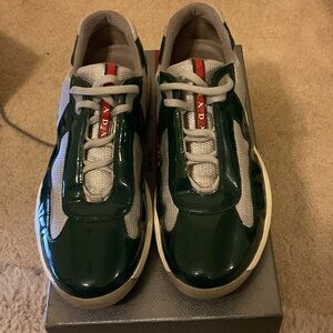 Prada Men's Green and Gray Sneakers